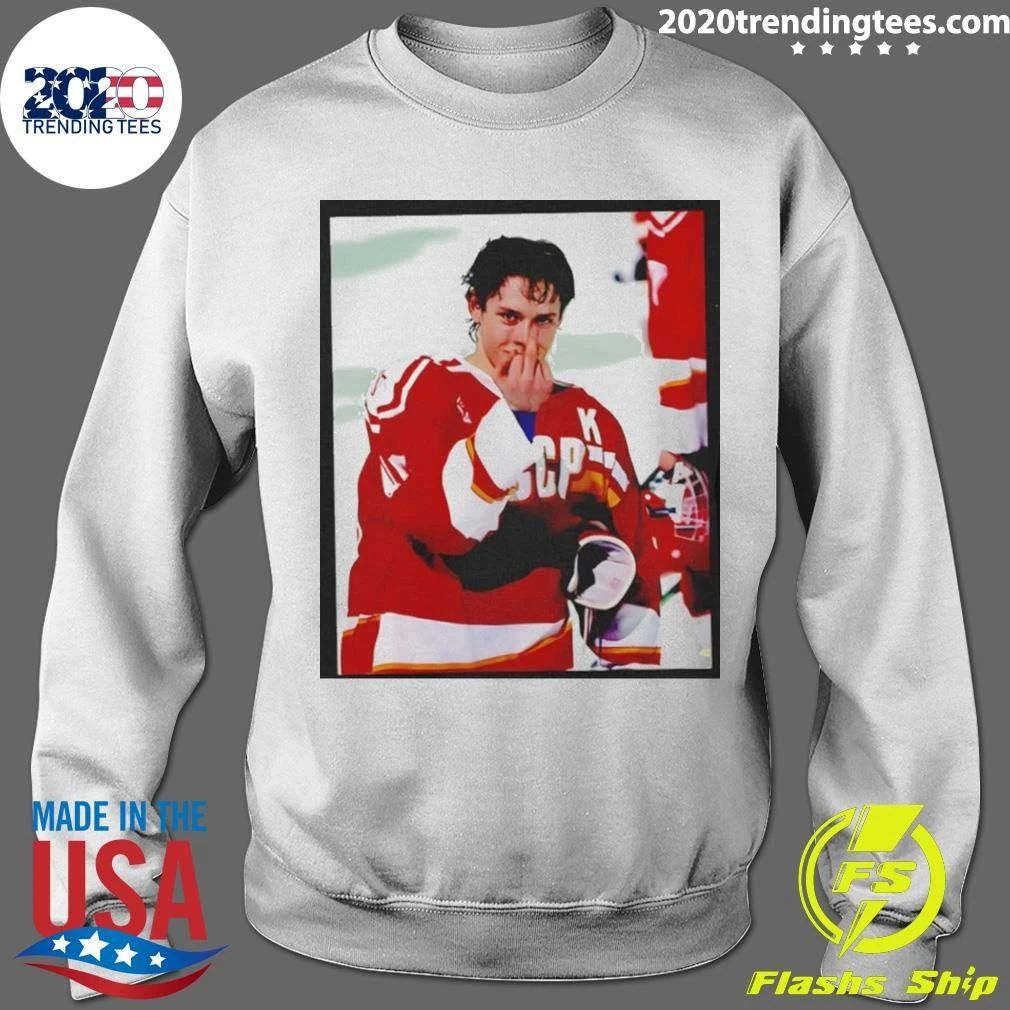 Pavel Bure Soviet Hockey Middle Finger Photo Meme Shirt