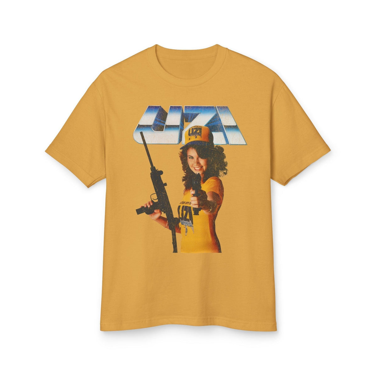 Vintage 80s Retro Gun Ad Graphic Tee.