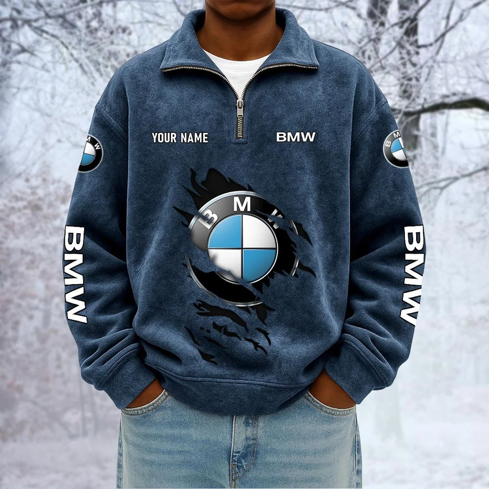 B.M.W Custom Name Quarter Zip Pullover Sweatshirt - Multicolor