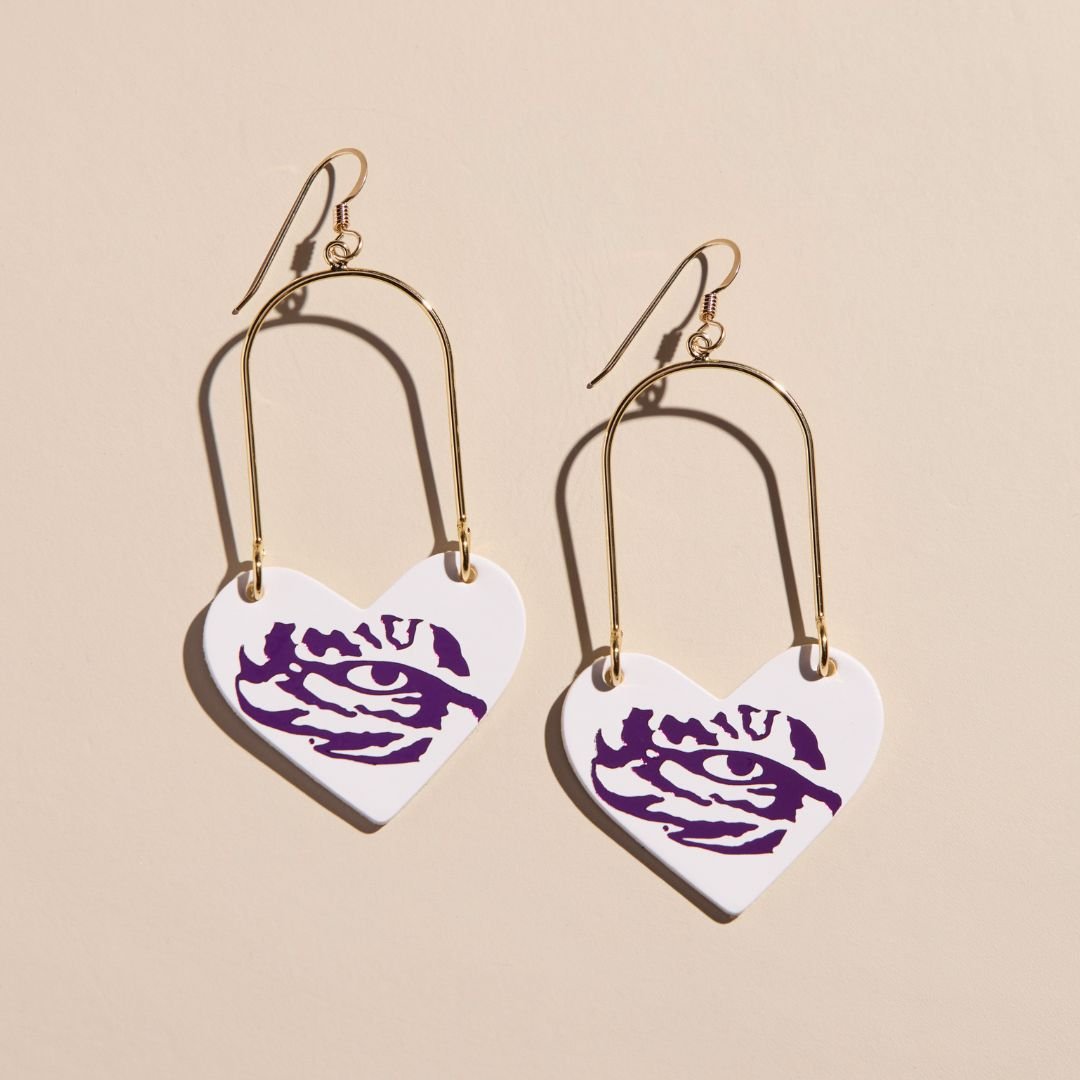 White LSU Tiger Eye Heartthrobs