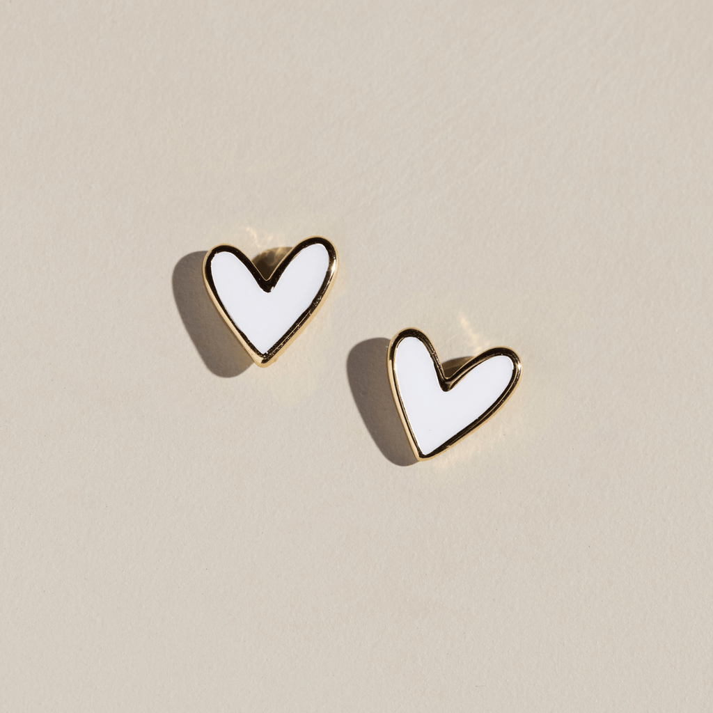 White Sweetheart Studs