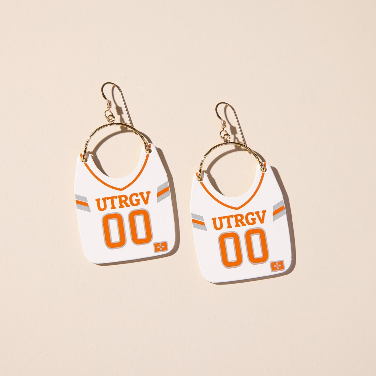White UTRGV Football Jersey Earrings