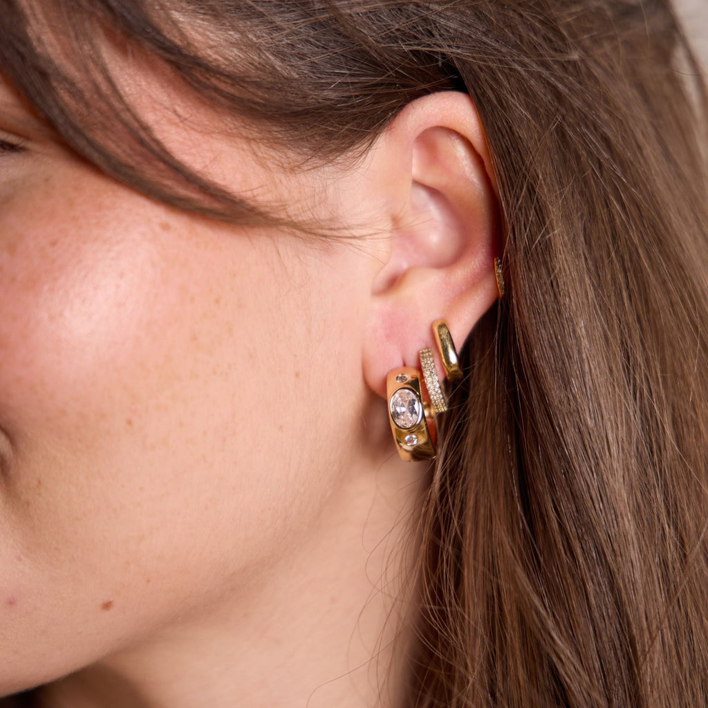 Wide CZ Bezel Hoops