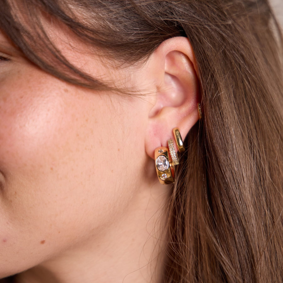 Wide CZ Bezel Hoops
