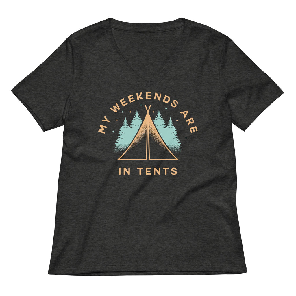 My Weekends Are In Tents Women's V-Neck Tee
