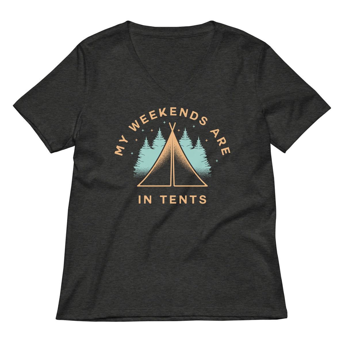 My Weekends Are In Tents Women's V-Neck Tee