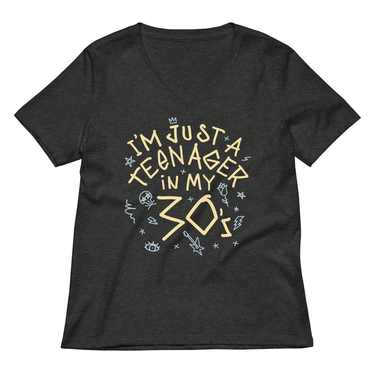 I'm Just A Teenager In My 30's Women's V-Neck Tee