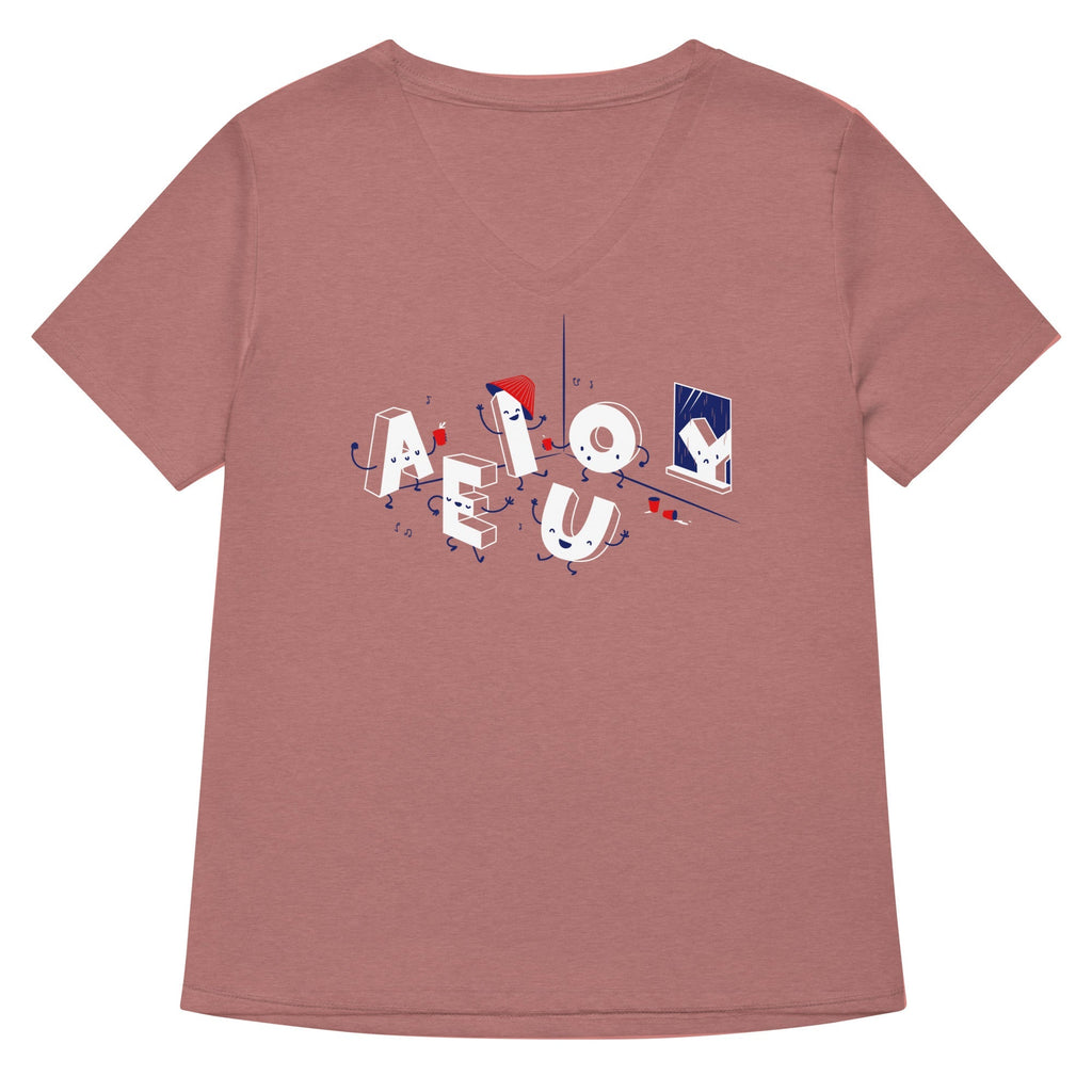 Vowel Party Time Women's V-Neck Tee