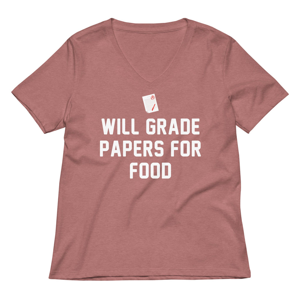Will Grade Papers For Food Women's V-Neck Tee
