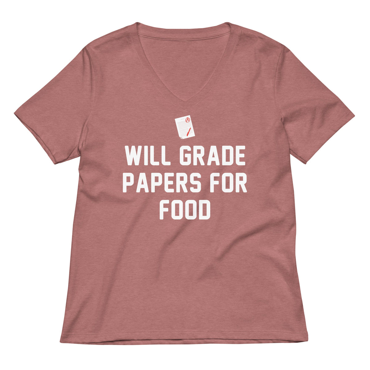 Will Grade Papers For Food Women's V-Neck Tee