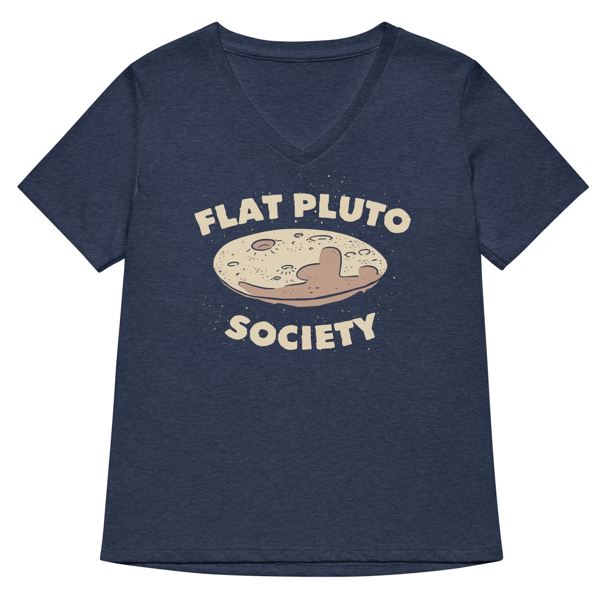 Flat Pluto Society Women's V-Neck Tee