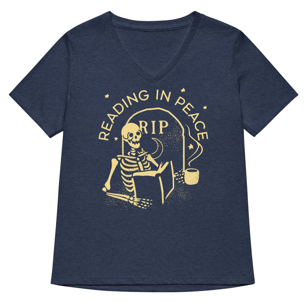 Reading In Peace Women's V-Neck Tee