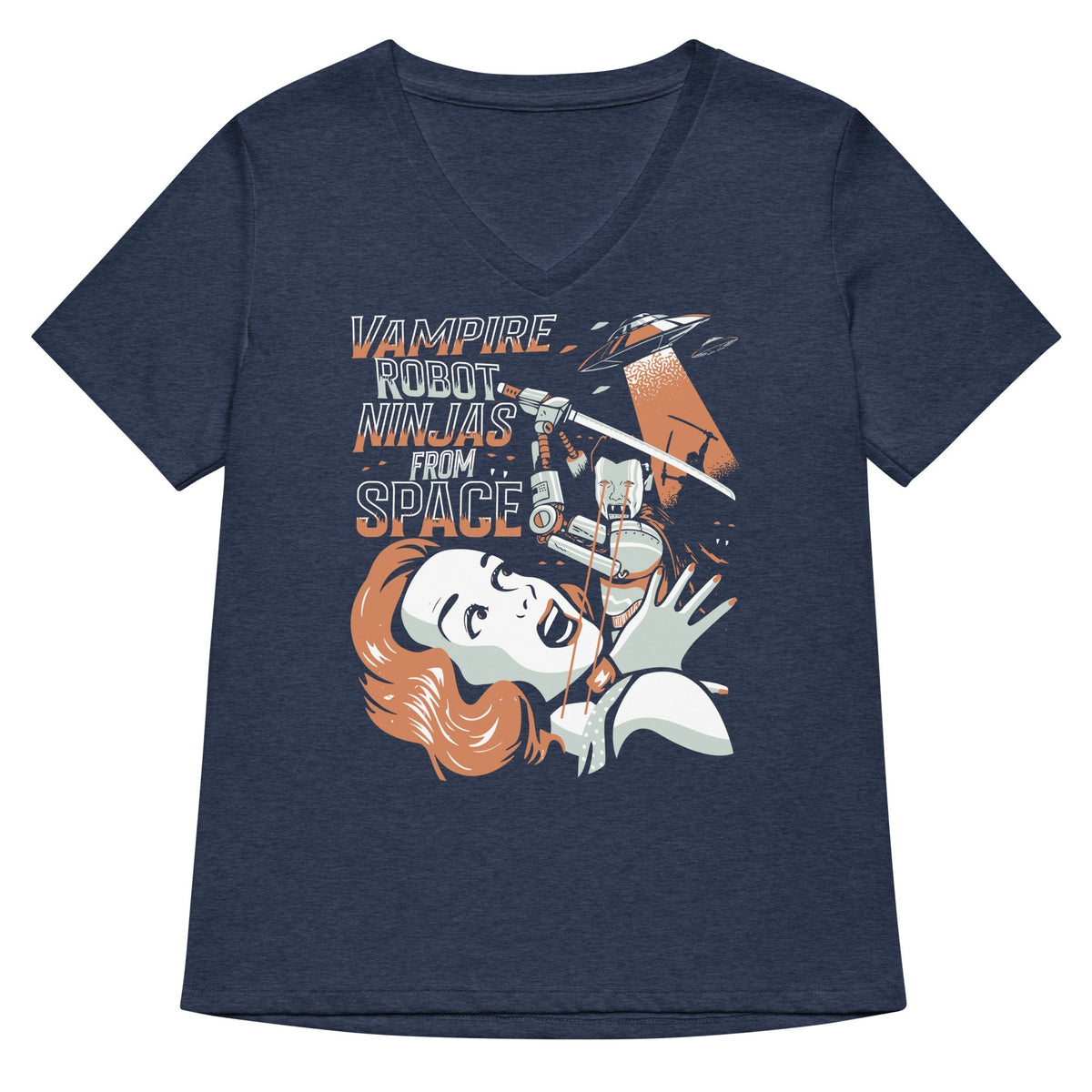 Vampire Robot Ninja From Space Women's V-Neck Tee