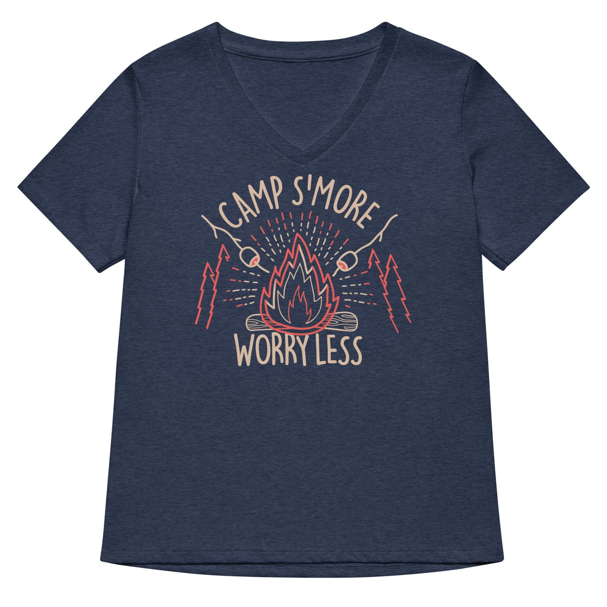 Camp S'more Worry Less Women's V-Neck Tee