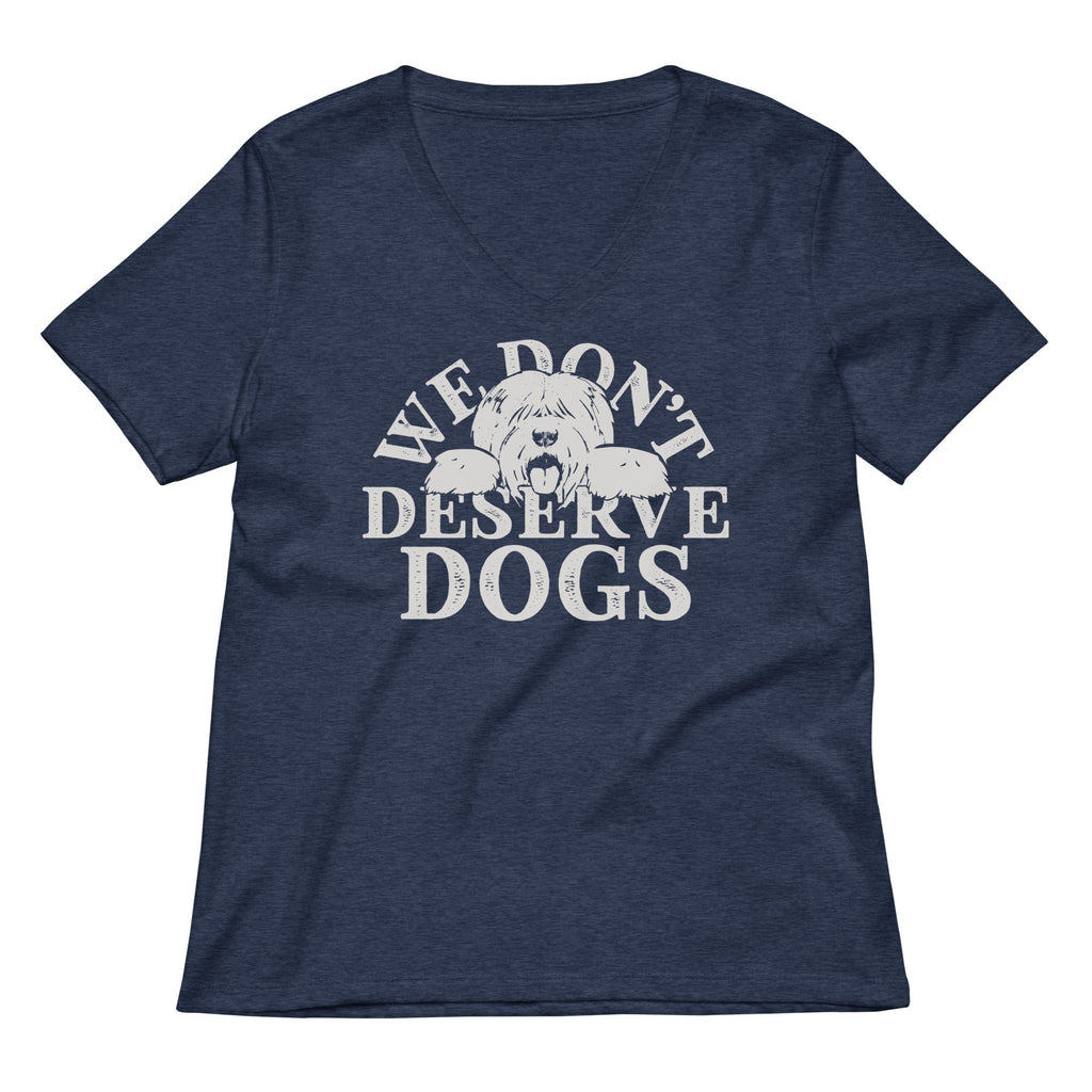 We Don't Deserve Dogs Women's V-Neck Tee