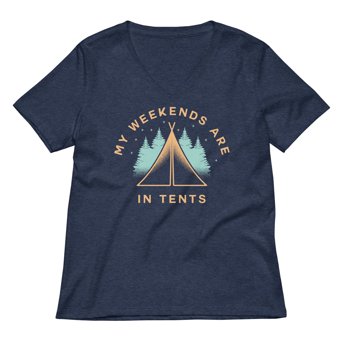 My Weekends Are In Tents Women's V-Neck Tee