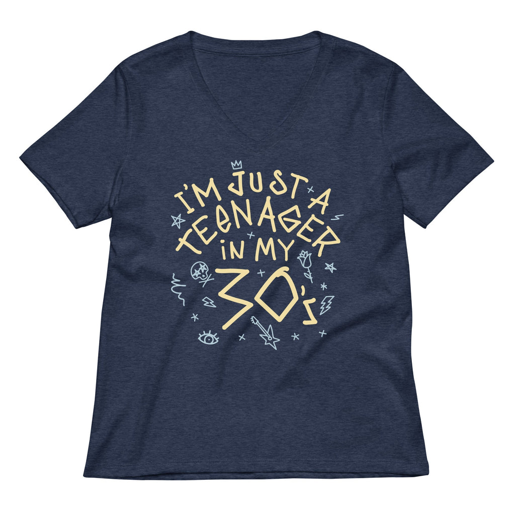I'm Just A Teenager In My 30's Women's V-Neck Tee