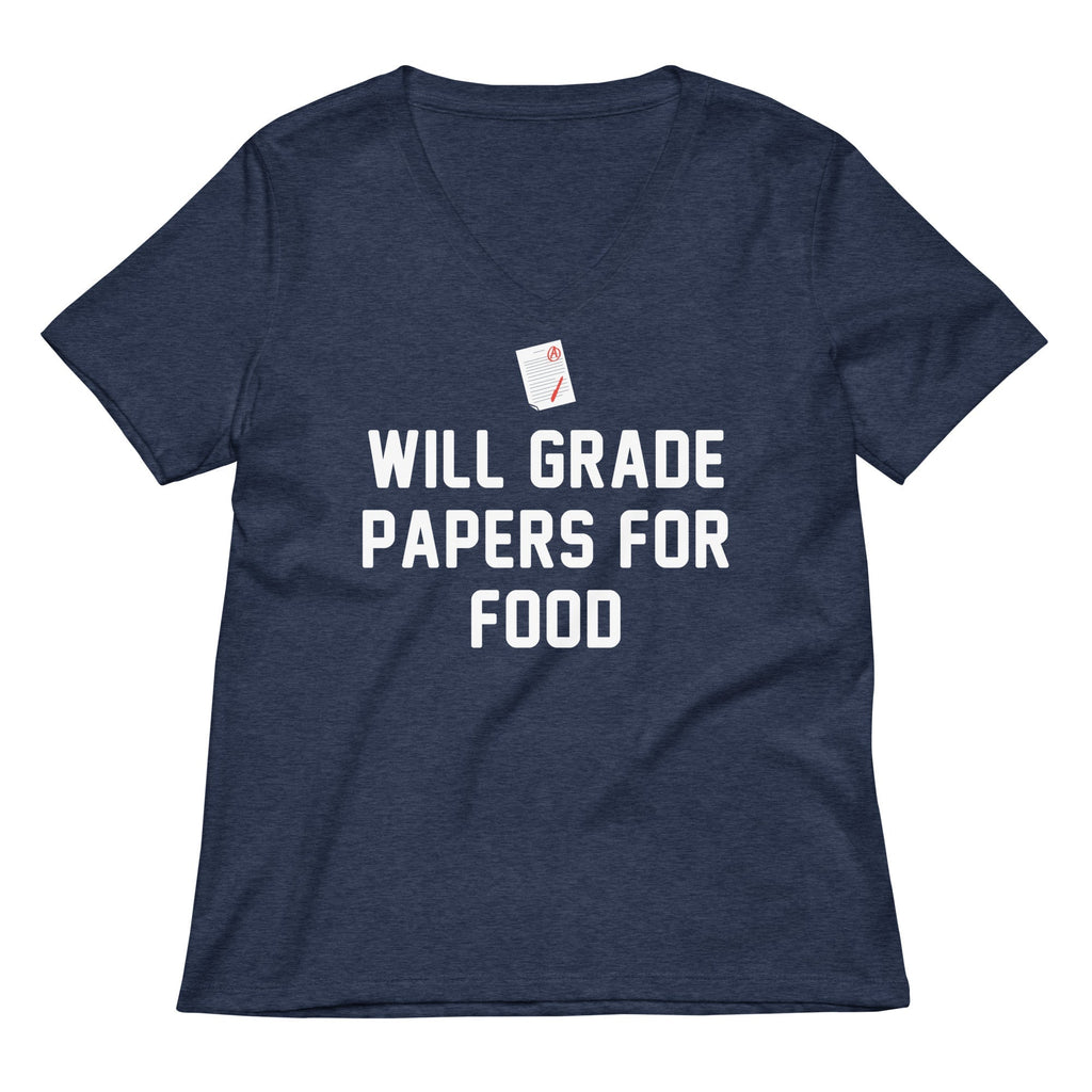 Will Grade Papers For Food Women's V-Neck Tee