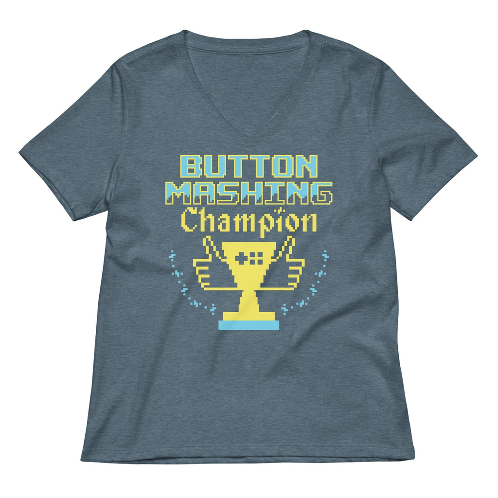 Button Mashing Champion Women's V-Neck Tee