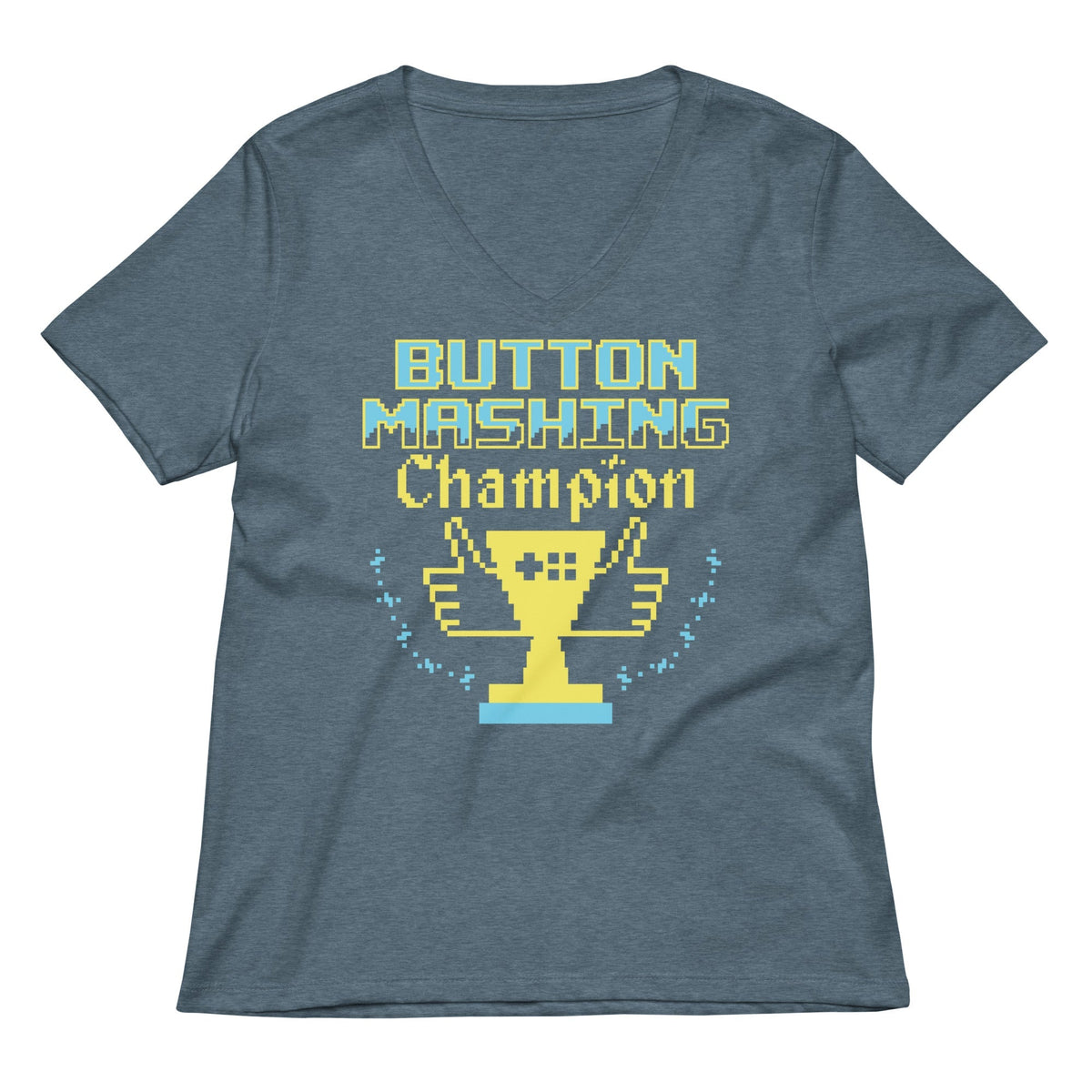 Button Mashing Champion Women's V-Neck Tee