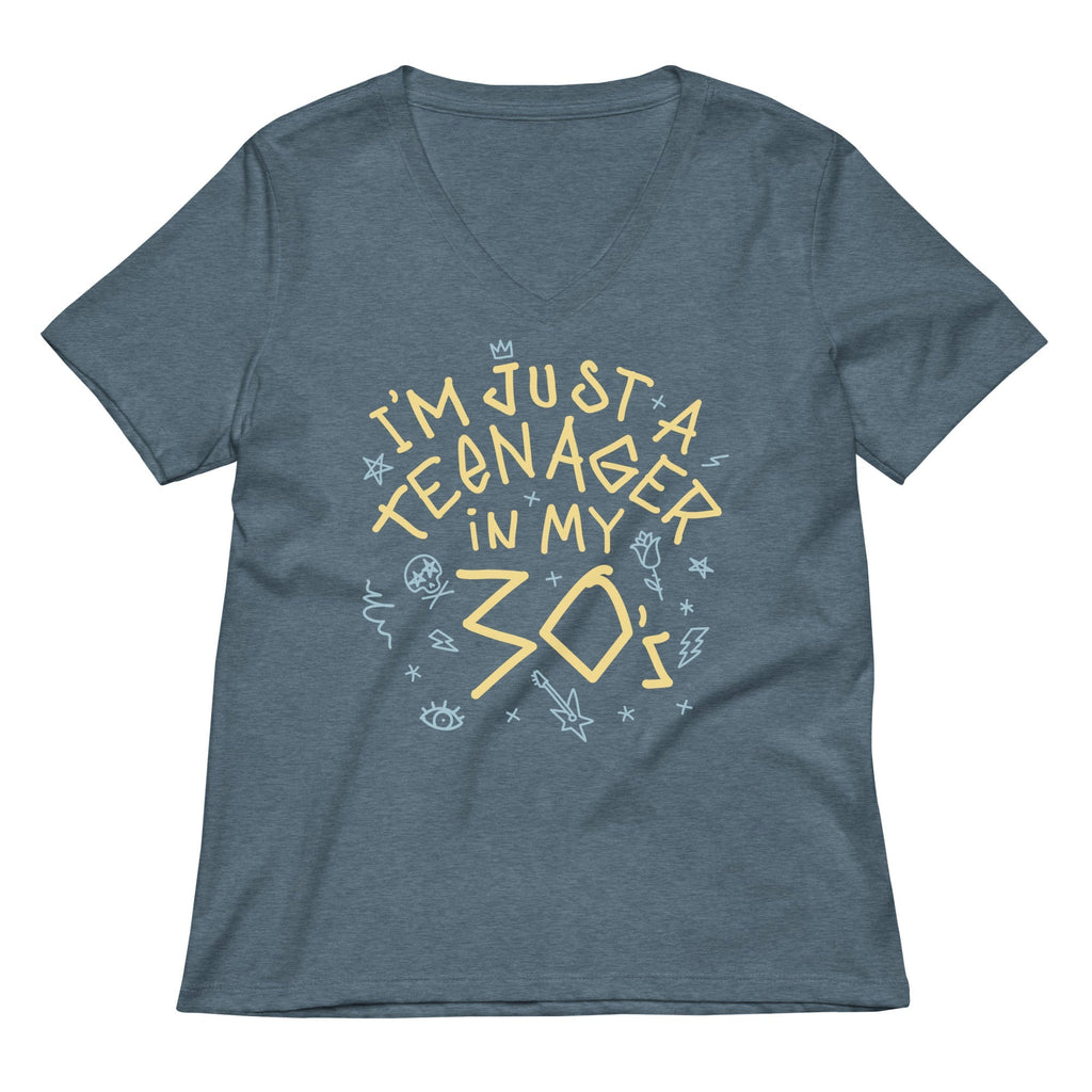 I'm Just A Teenager In My 30's Women's V-Neck Tee