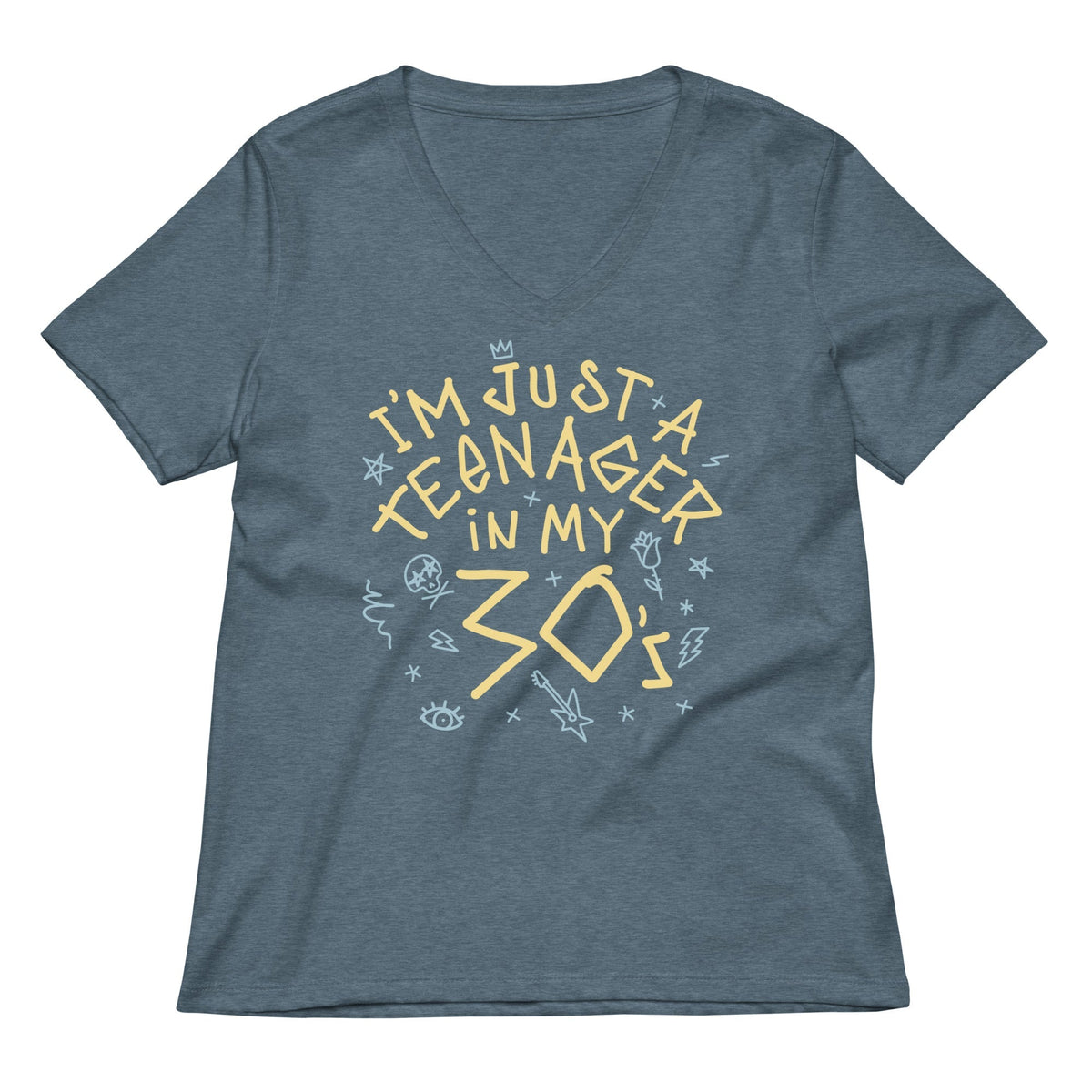I'm Just A Teenager In My 30's Women's V-Neck Tee