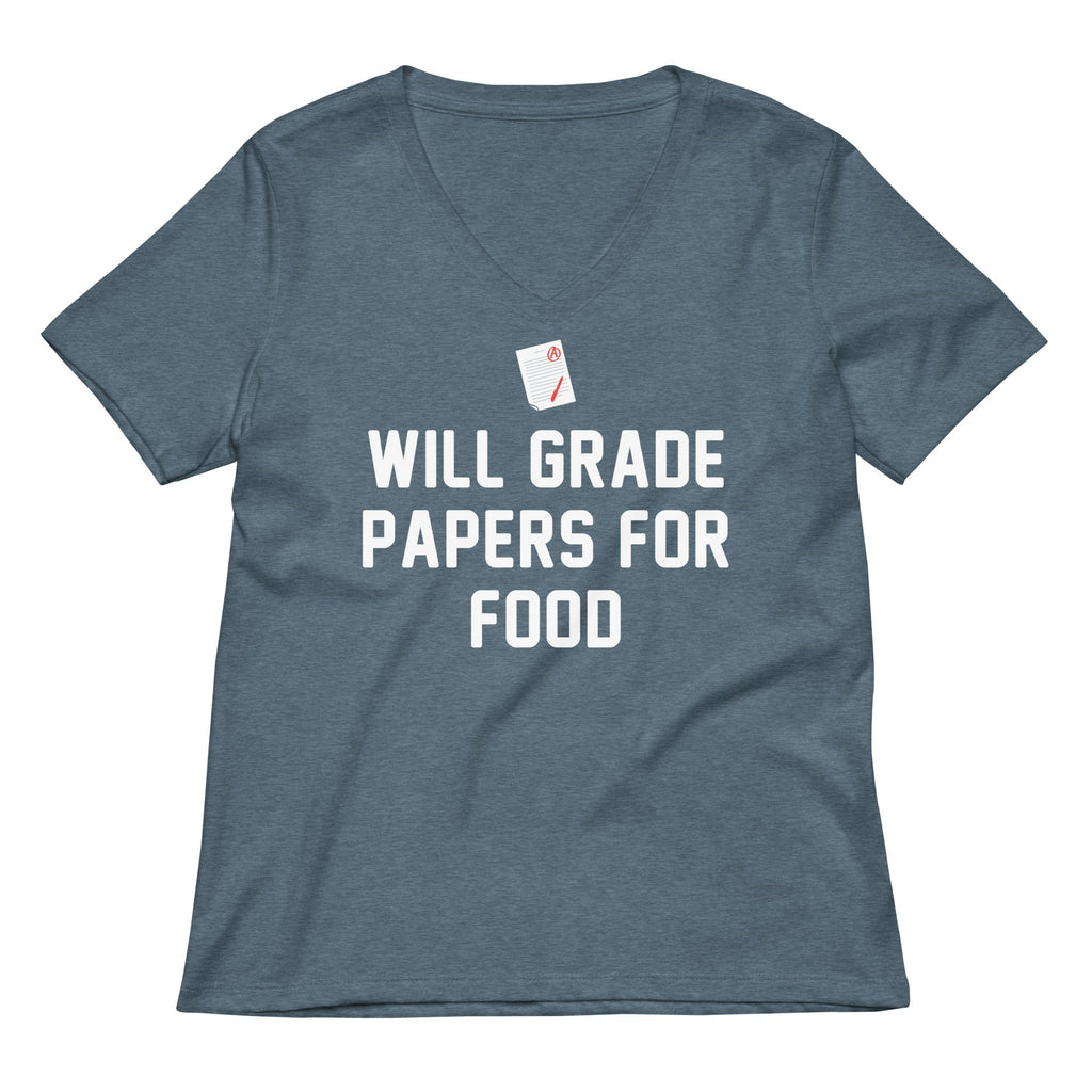 Will Grade Papers For Food Women's V-Neck Tee