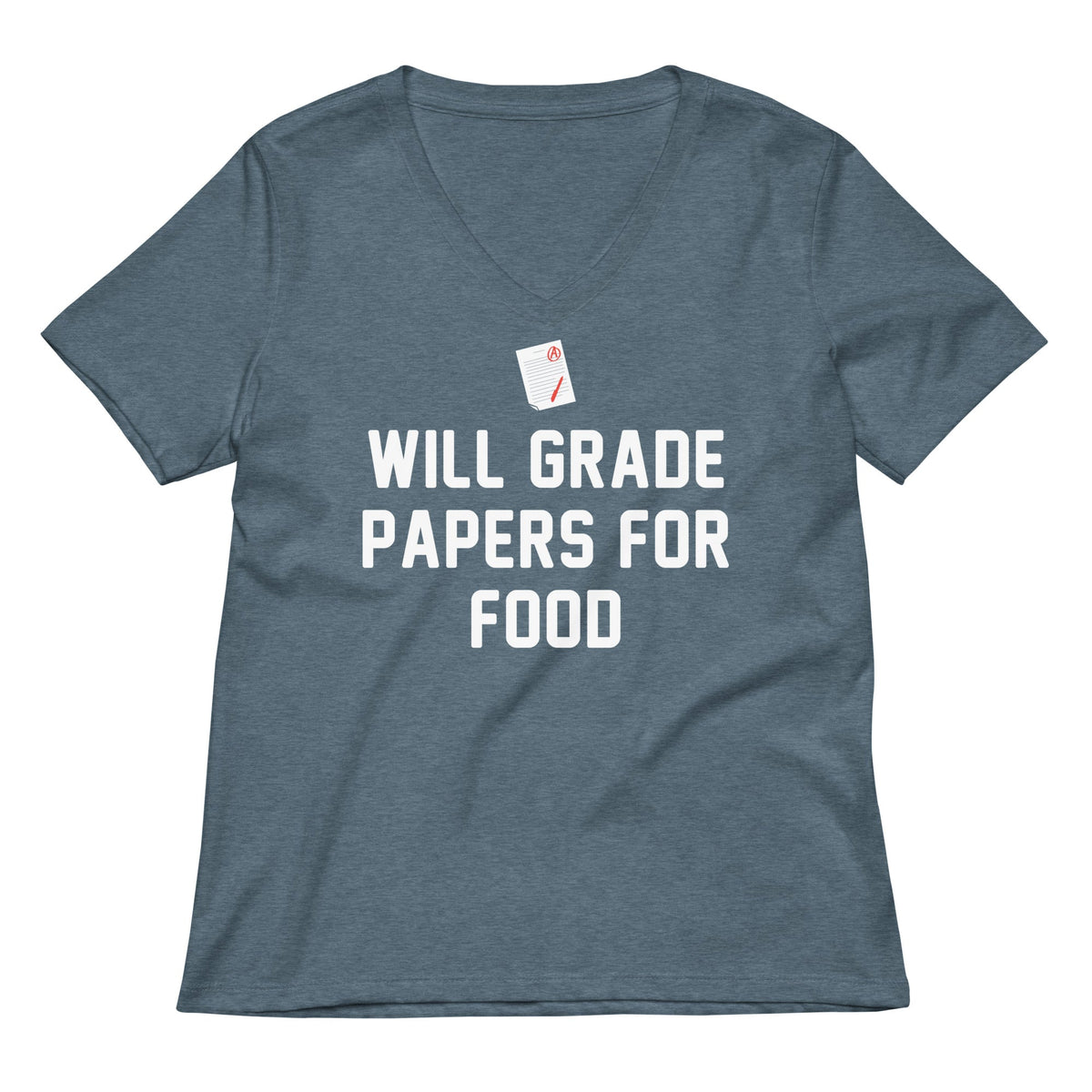Will Grade Papers For Food Women's V-Neck Tee