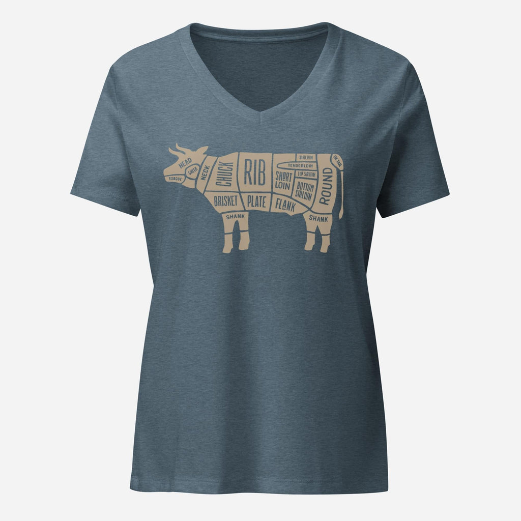 Beef Butcher Diagram Womenâ€™s Relaxed V-neck Tee