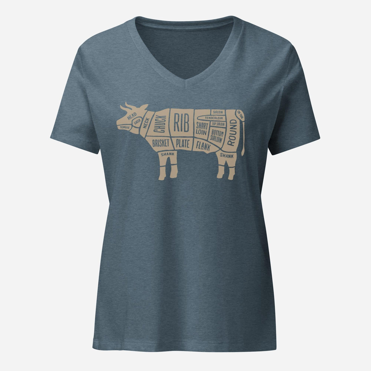 Beef Butcher Diagram Womenâ€™s Relaxed V-neck Tee