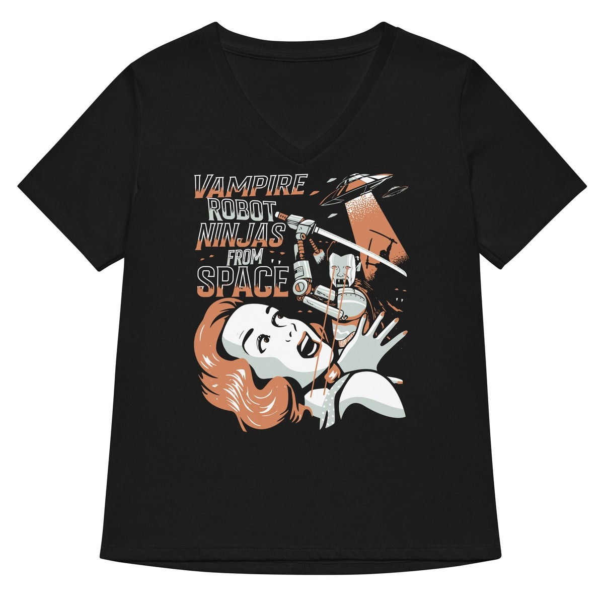 Vampire Robot Ninja From Space Women's V-Neck Tee