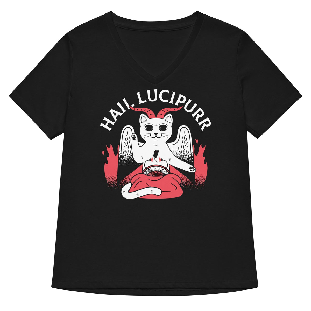 Hail Lucipurr Women's V-Neck Tee
