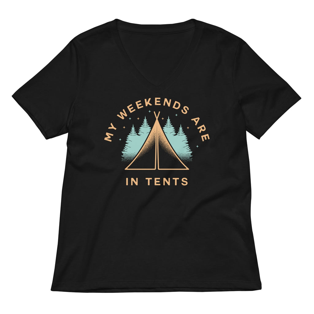 My Weekends Are In Tents Women's V-Neck Tee