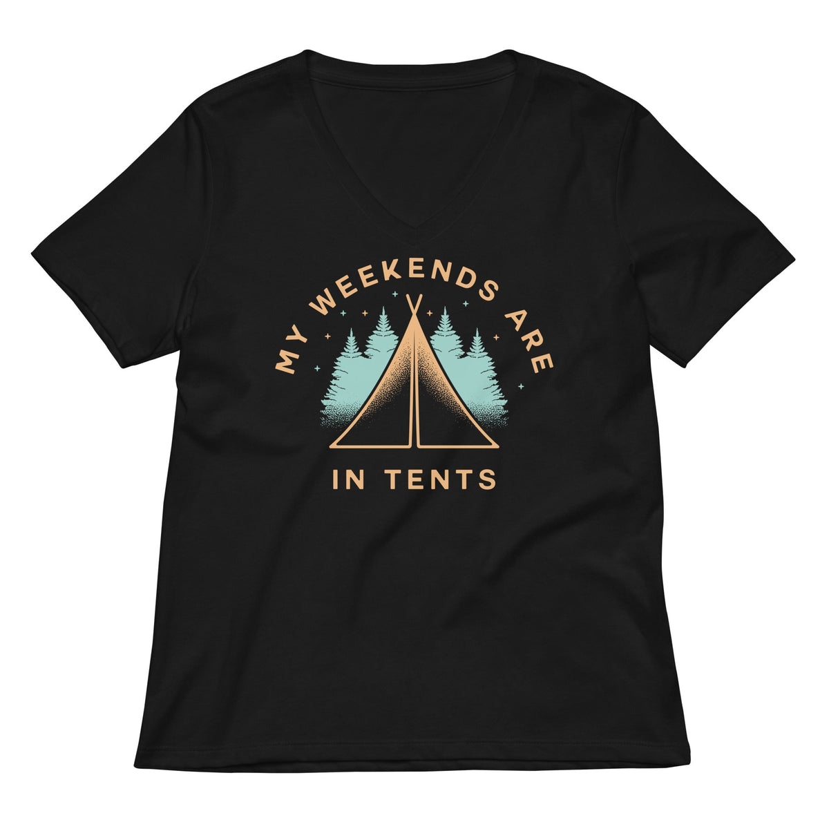 My Weekends Are In Tents Women's V-Neck Tee