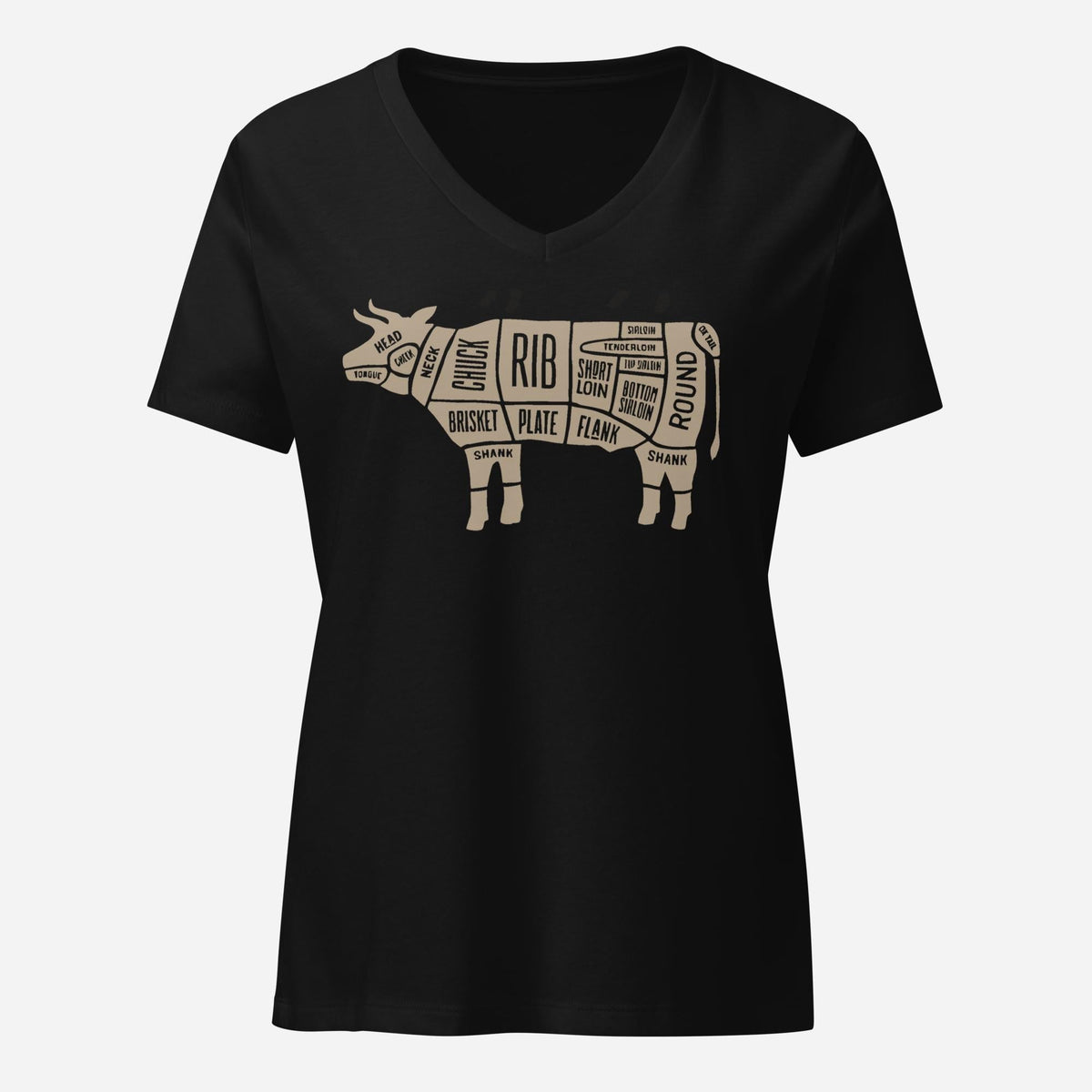 Beef Butcher Diagram Womenâ€™s Relaxed V-neck Tee