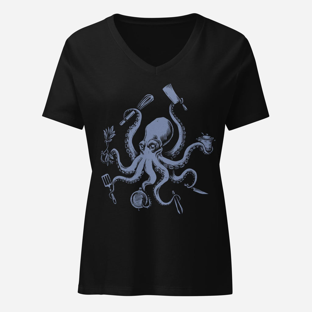 Chef Octopus Womenâ€™s Relaxed V-neck Tee