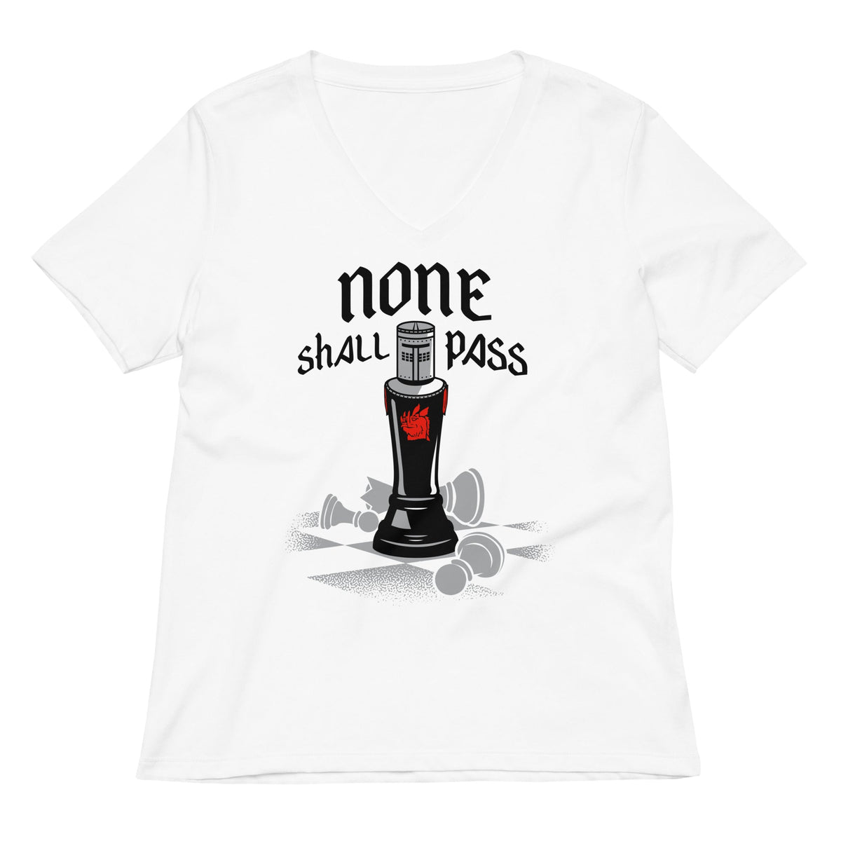 None Shall Pass Black Knight Women's V-Neck Tee