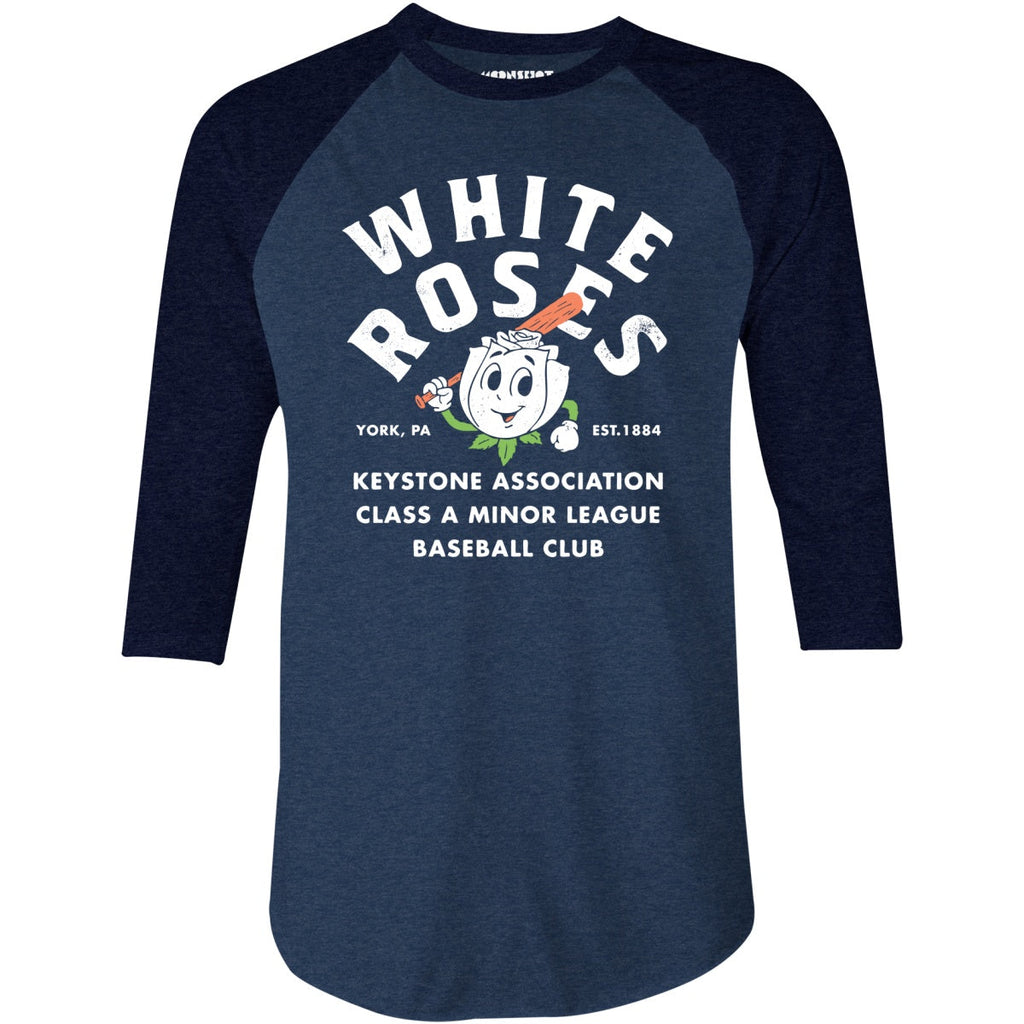 York White Roses - Pennsylvania - Vintage Defunct Baseball Teams - 3/4 Sleeve Raglan