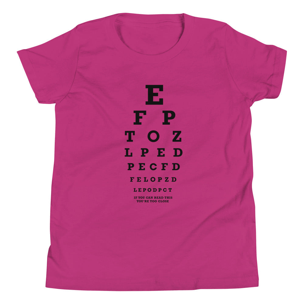 Too Close Eye Chart Kid's Youth Tee