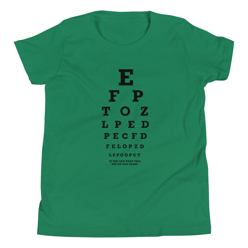 Too Close Eye Chart Kid's Youth Tee