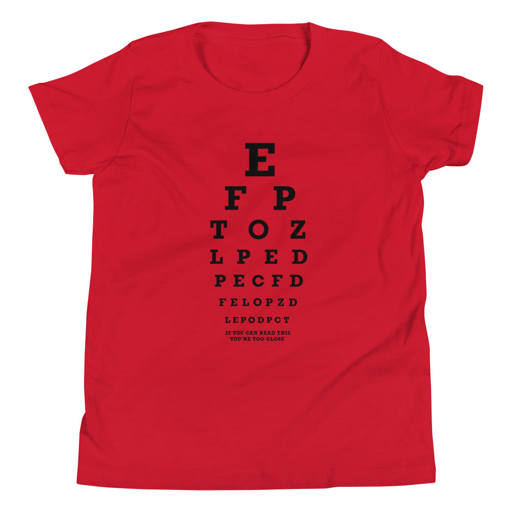 Too Close Eye Chart Kid's Youth Tee